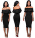 Ocala Black Off-The-Shoulder Ruffle Dress #Midi Dress